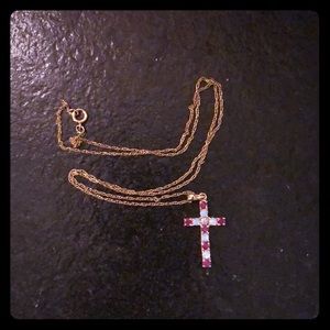 10k gold cross with Opals and Rubies real